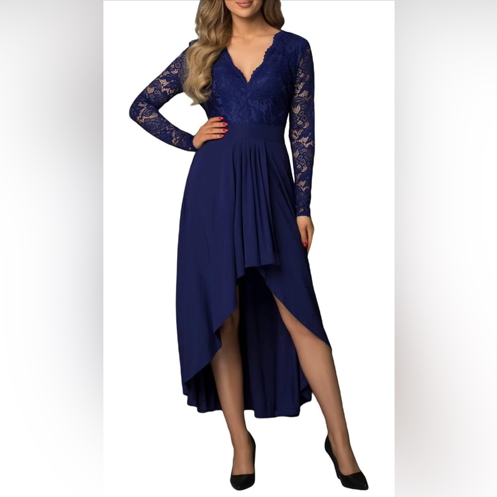 Elegant Fashion Sexy High Low Asymmetric Prom Cocktail Party Evening Dress